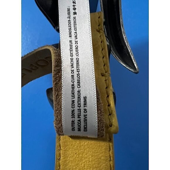 FREE PEOPLE Billie Leather Belt With Silver Buckle, Yellow, WESTERN, COUNTRY M/L - Picture 4 of 5
